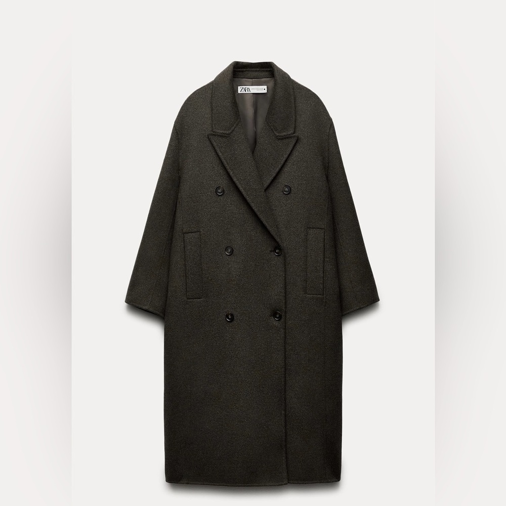 Zara Double Faced Wool Blend Double Breasted Coat